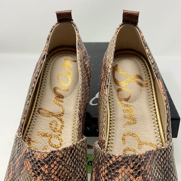 SAM EDELMAN Khloe Reptile Print Leather Espadrille Slip-On Loafer Skimmer Shoe - Picture 11 of 13